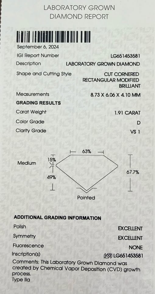 1.91 Carat Radiant Diamond Ring Set On 14K White Gold Band