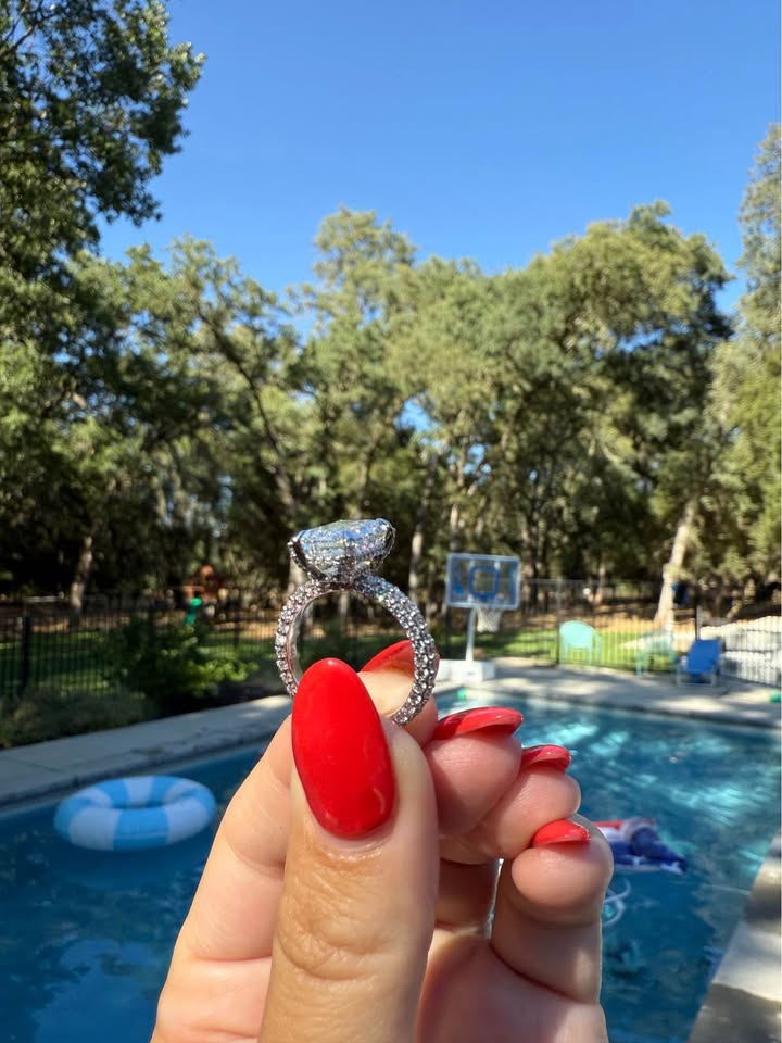 4 Carat Emerald with Triple Pave Band F VS1 Diamond Ring