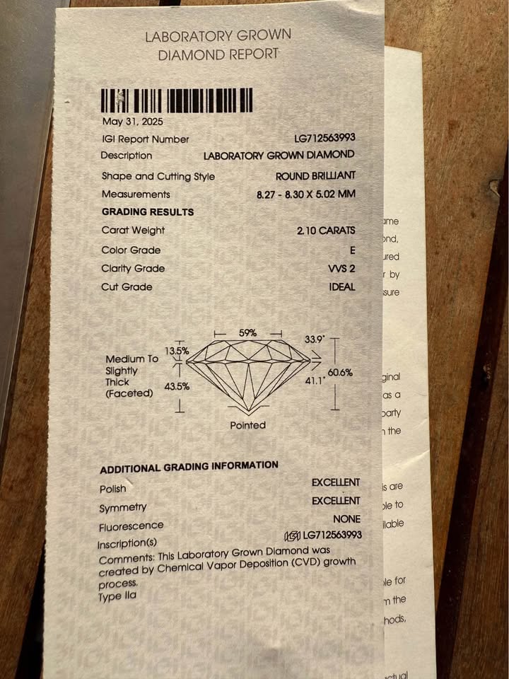 Sophisticated 2 carat Round cut E VVS2 diamond on solitaire 14k white gold band