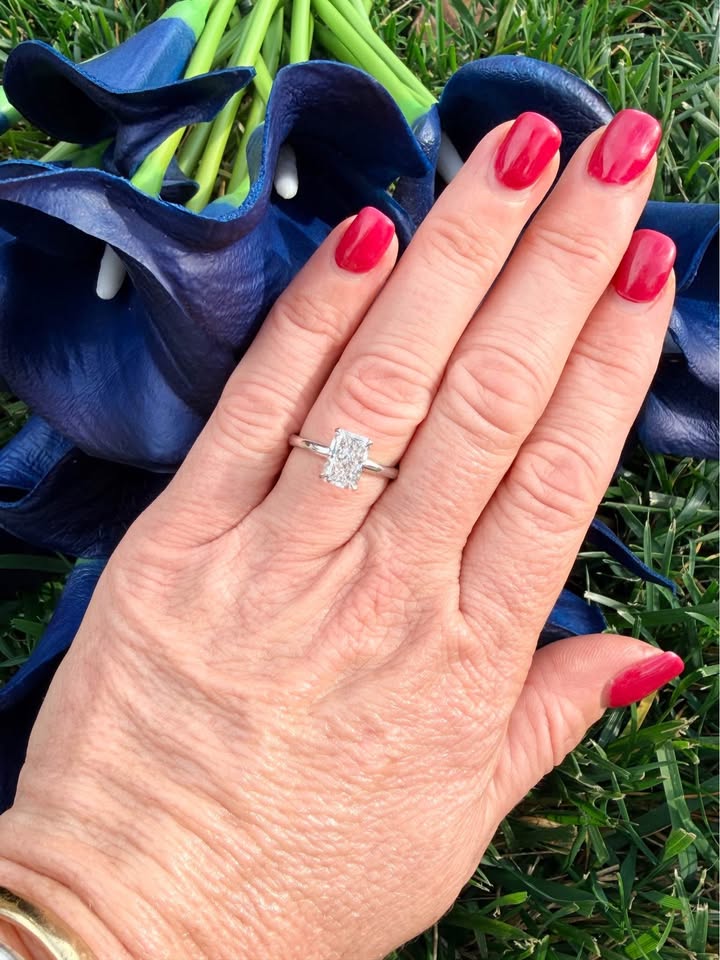 1.91 Carat Radiant Diamond Ring Set On 14K White Gold Band