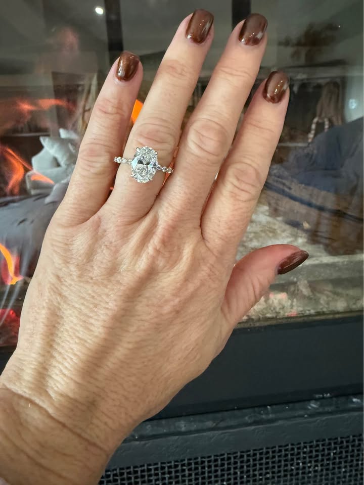 4.09 Carat Oval Diamond Ring. Set On 14K White Gold Band.