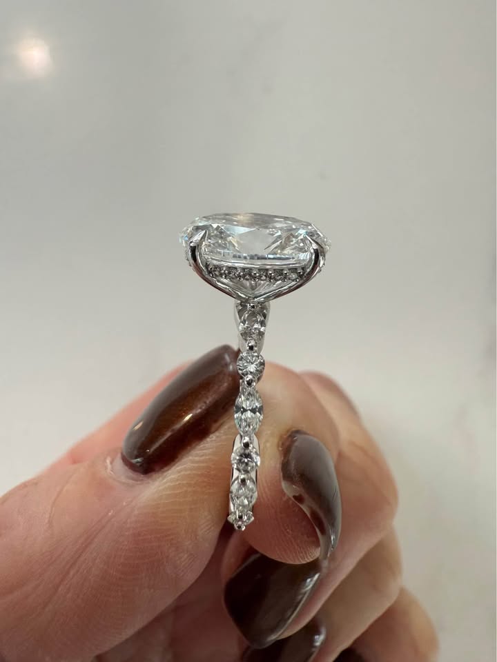 4.09 Carat Oval Diamond Ring. Set On 14K White Gold Band.