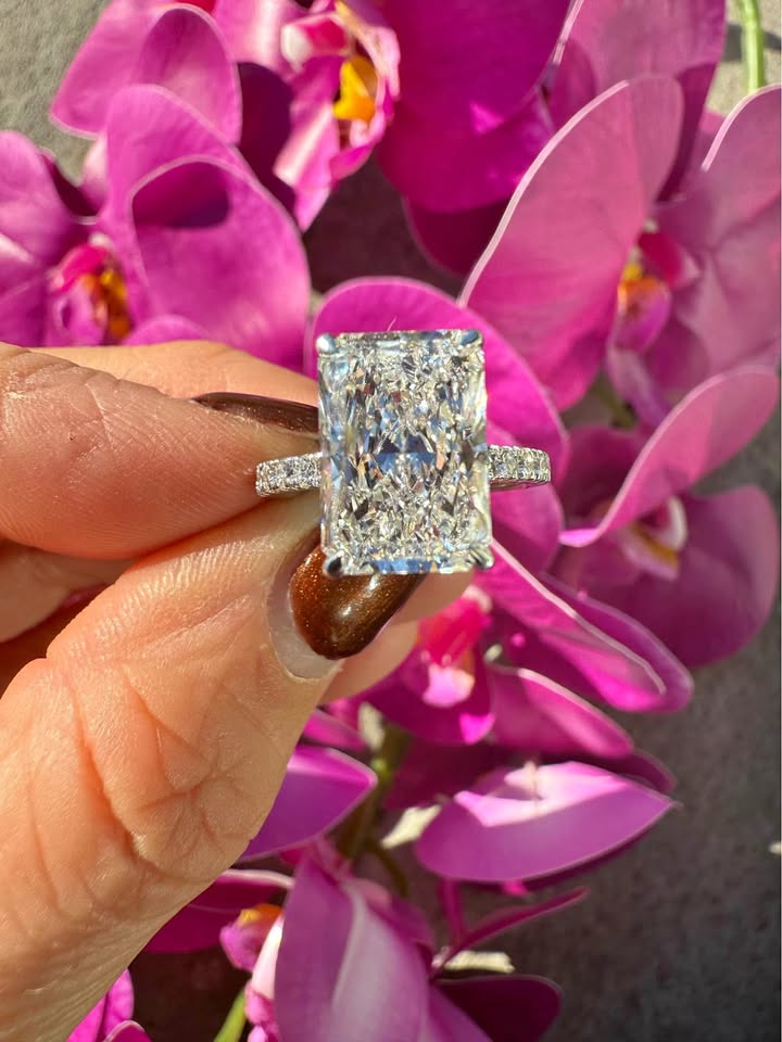 5.09 Carat Radiant Diamond Ring. Set On Half Carat 14K White Gold.