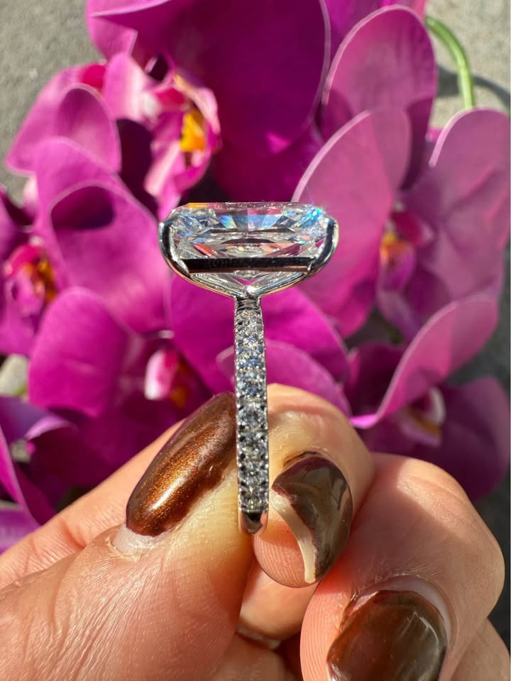 5.09 Carat Radiant Diamond Ring. Set On Half Carat 14K White Gold.