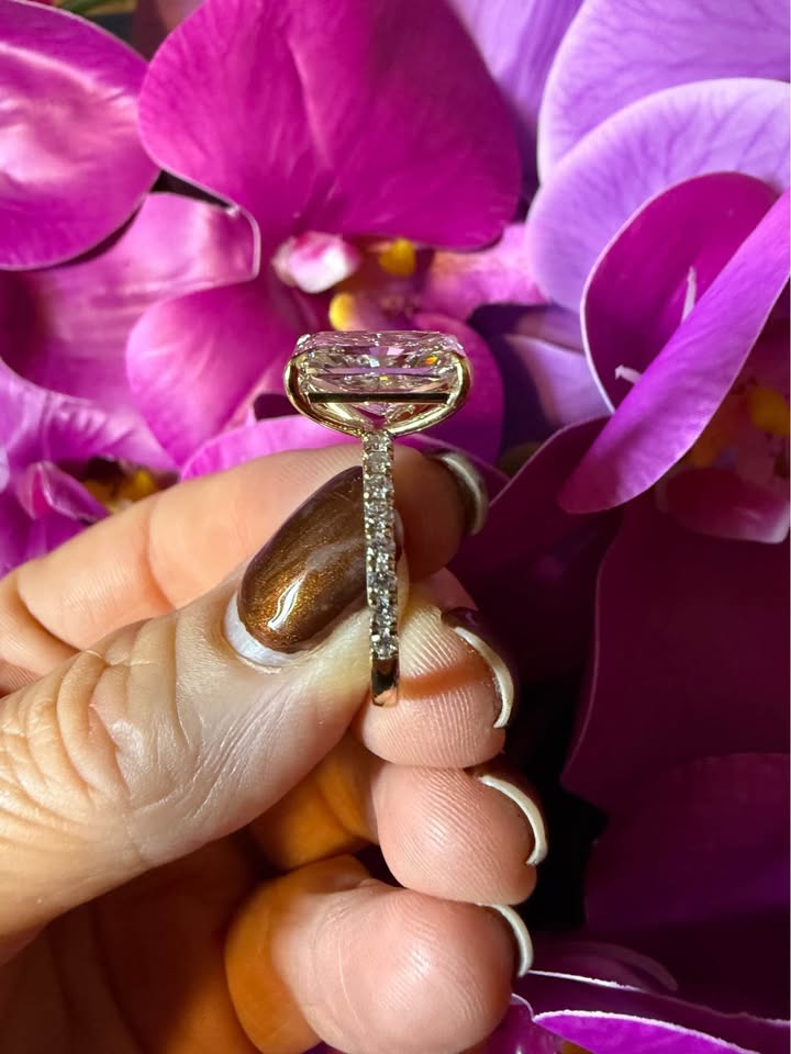 5.04 Carat Radiant Diamond Ring. Set On Half Carat 14K Yellow Gold Band