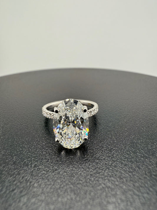 Elegant 5.03 Carat Oval Diamond Ring -  Lab Grown Real Diamond