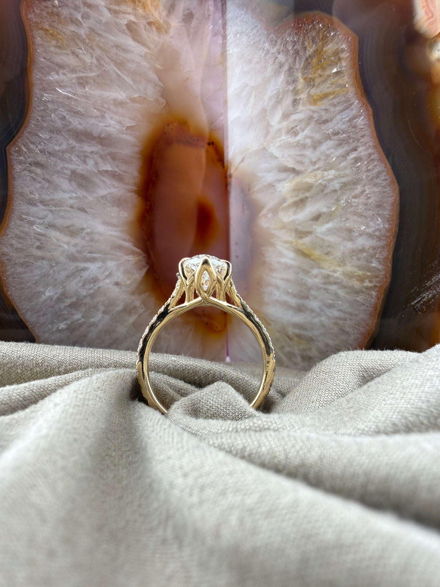 Elegant 3.00 Marquise Diamond Ring w/ Tulip Setting & Diamond Band (E VS1) - IGI Certified
