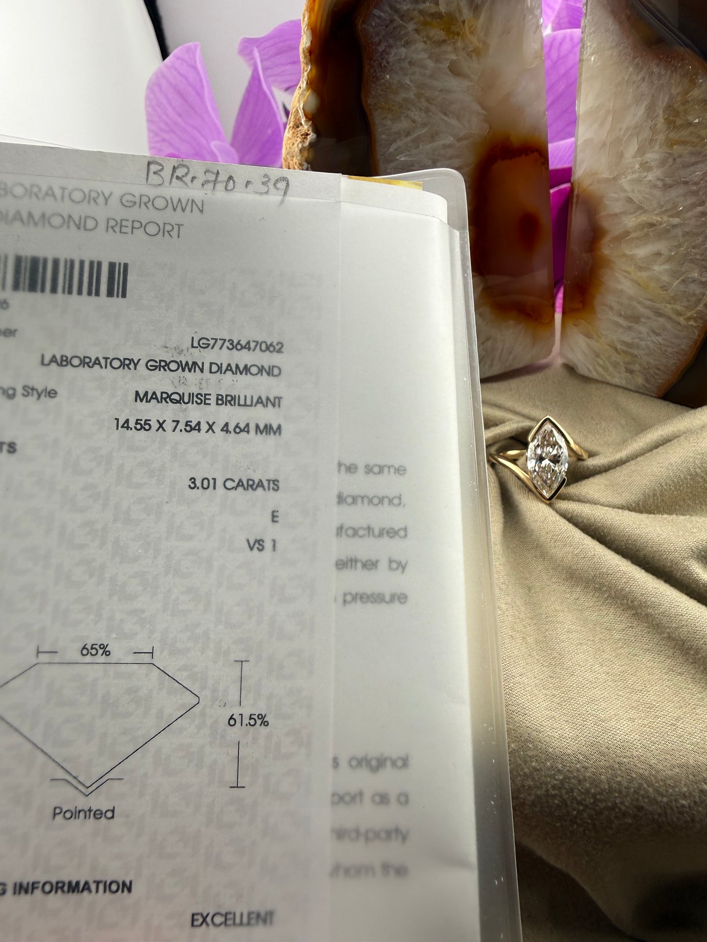 3.01 Marquise Diamond Ring w/ Custom Spiral Setting (E VS1) - Lab Grown - IGI Certified