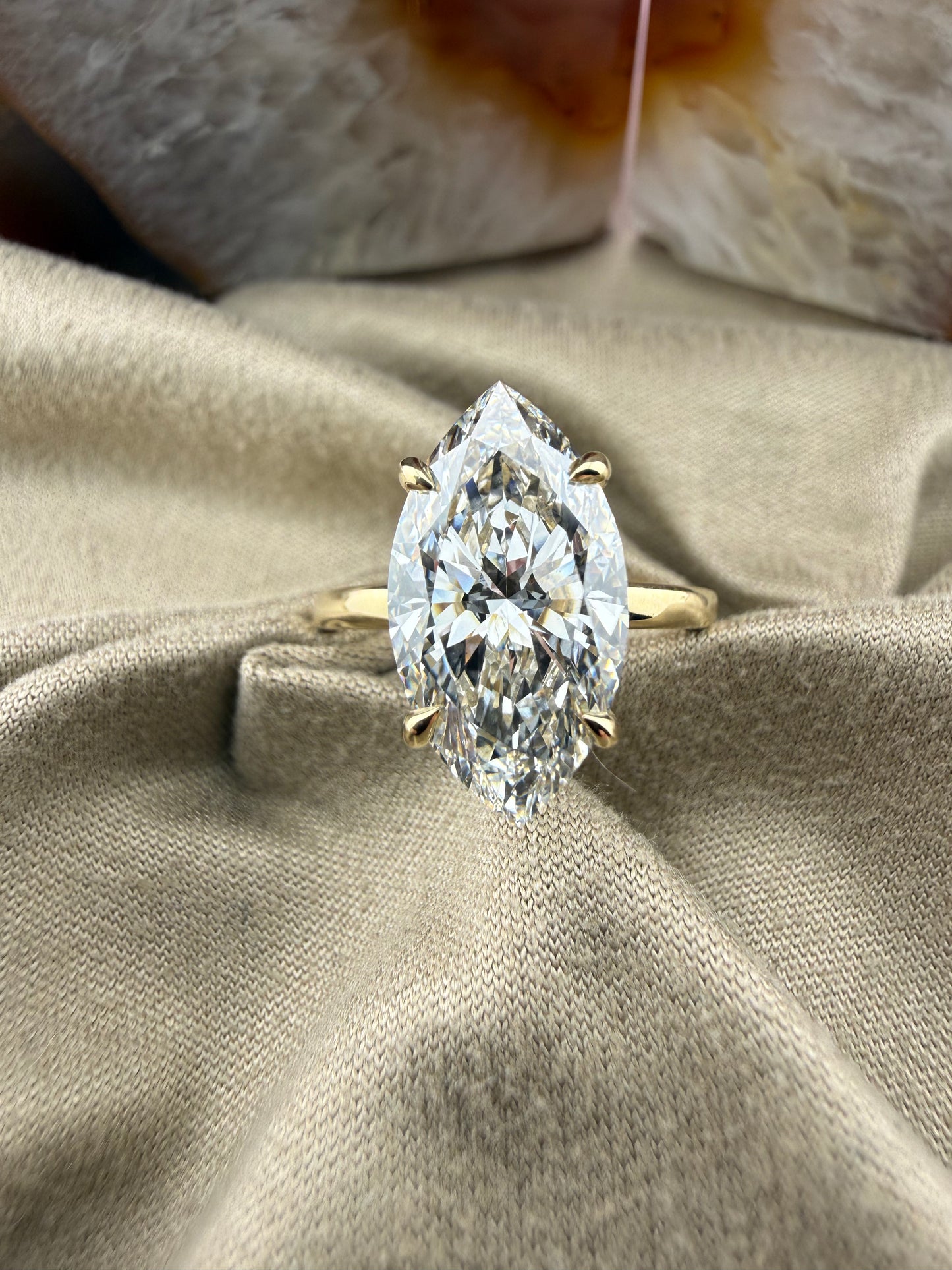 Bold 4.00 Marquise Diamond Ring w/ Solitaire Setting (F VS1) - Lab Grown - IGI Certified