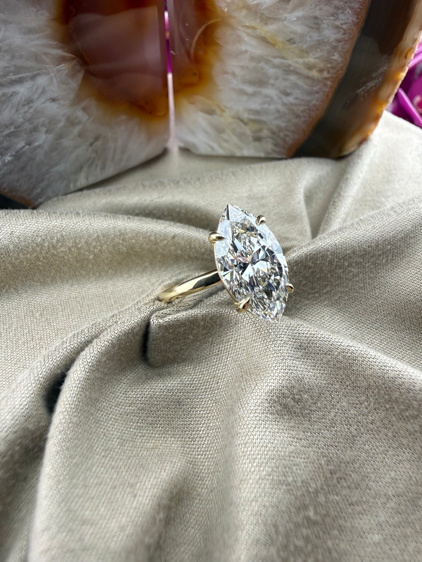 Bold 4.00 Marquise Diamond Ring w/ Solitaire Setting (F VS1) - Lab Grown - IGI Certified