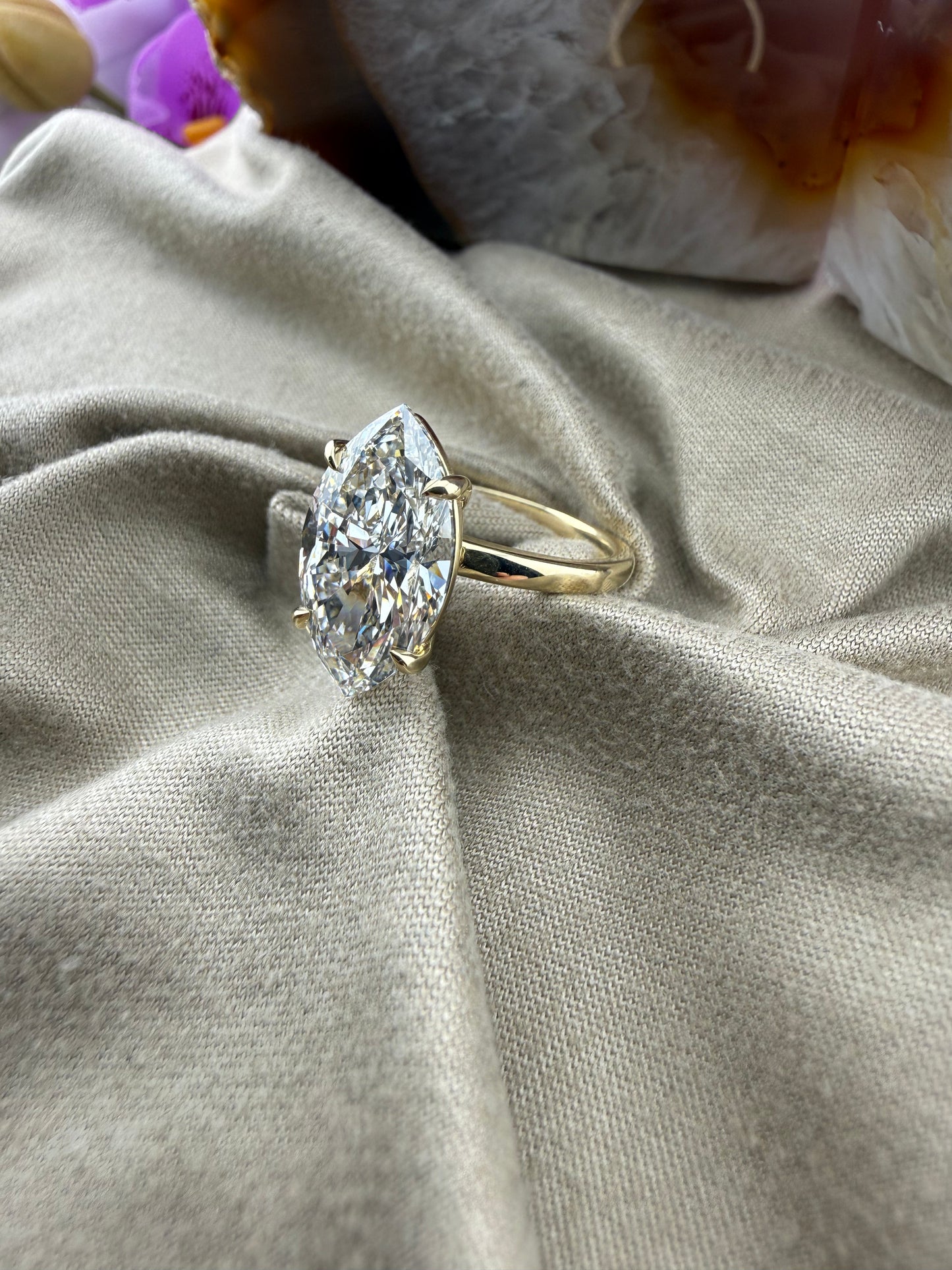 Bold 4.00 Marquise Diamond Ring w/ Solitaire Setting (F VS1) - Lab Grown - IGI Certified