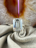 Remarkable 6.20 Emerald Diamond Ring w/ .50 Carat Diamond Band (F VS1) - Lab Grown - IGI Certified