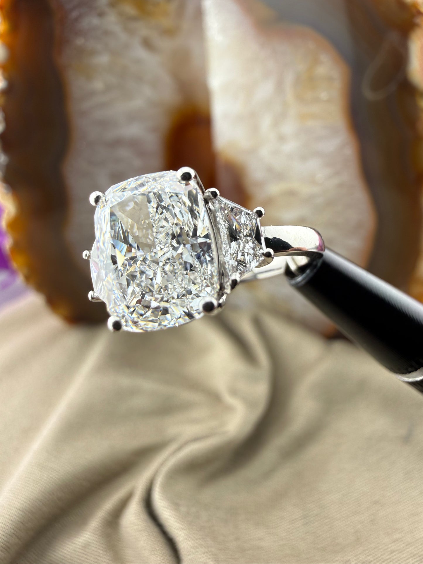 Captivating 3.03 Cushion Diamond Ring w/ Custom Setting (E VS1) - Lab Grown - IGI Certified