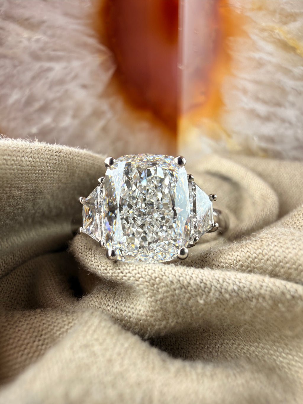 Captivating 3.03 Cushion Diamond Ring w/ Custom Setting (E VS1) - Lab Grown - IGI Certified