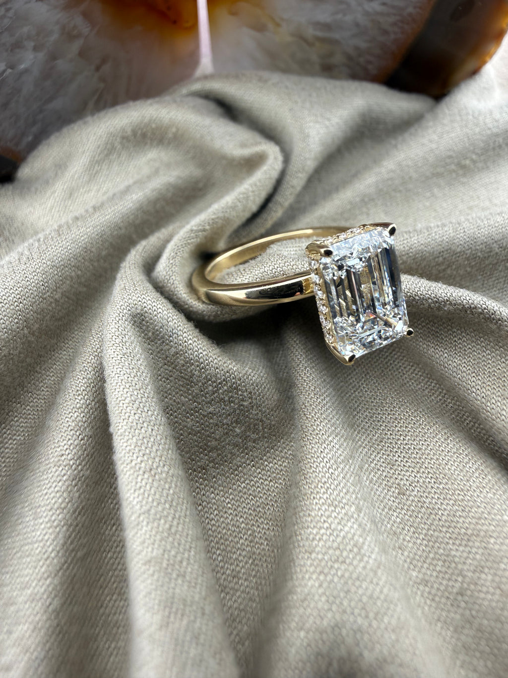 2.82 Emerald Diamond Ring w/ Hidden Halo Solitaire Setting (E VS1) - Lab Grown - IGI Certified