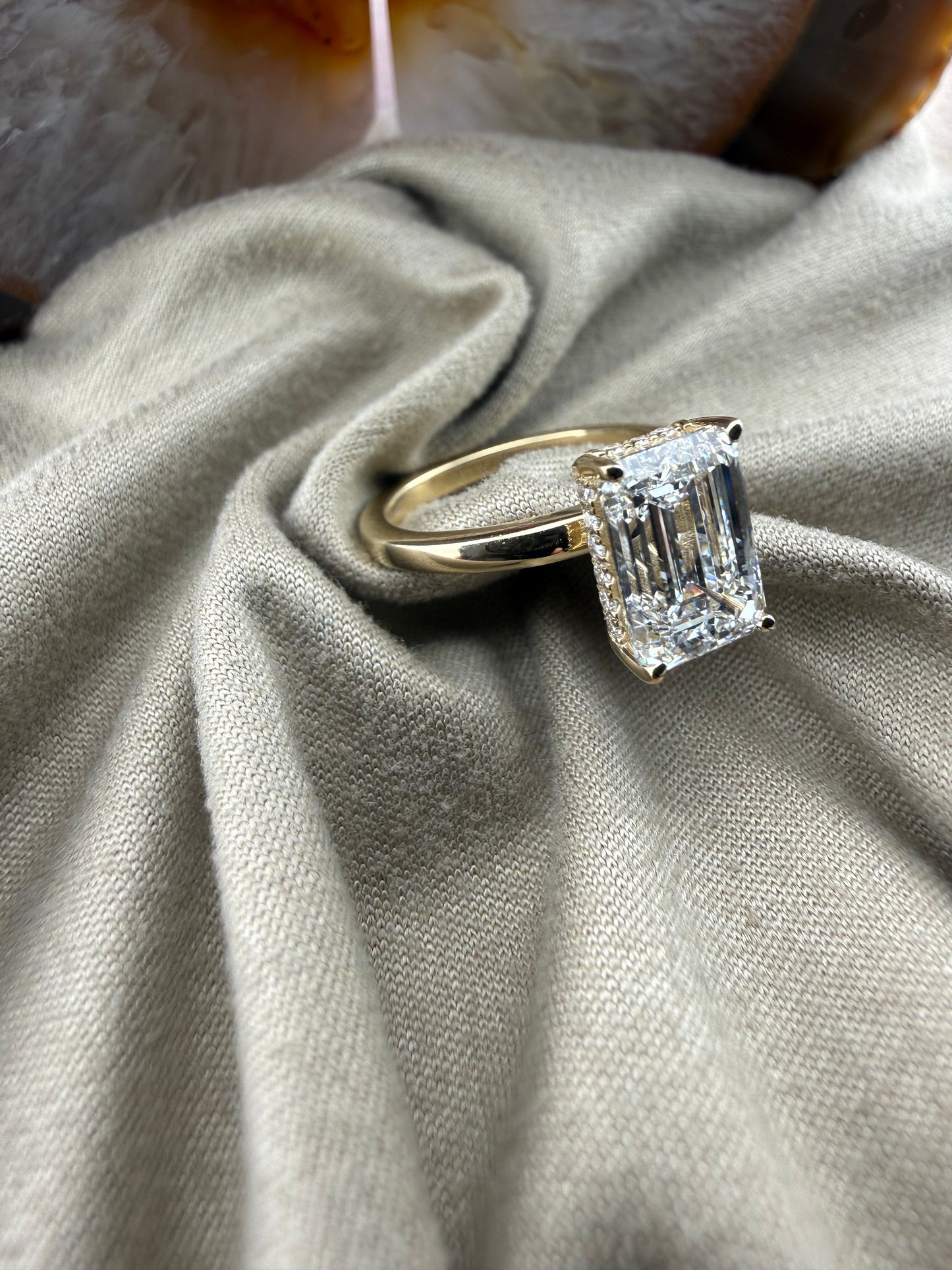 2.82 Emerald Diamond Ring w/ Hidden Halo Solitaire Setting (E VS1) - Lab Grown - IGI Certified