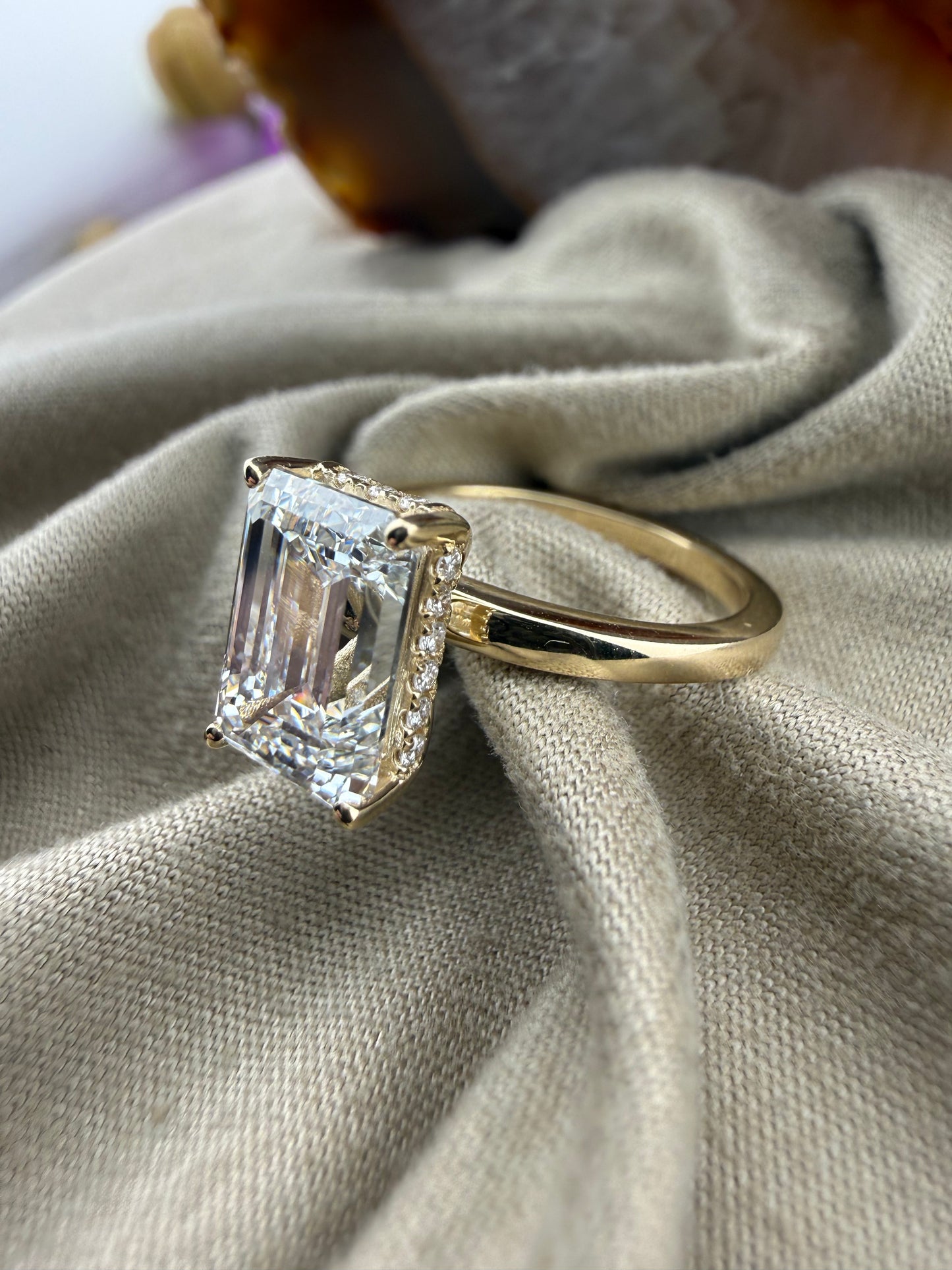 2.82 Emerald Diamond Ring w/ Hidden Halo Solitaire Setting (E VS1) - Lab Grown - IGI Certified