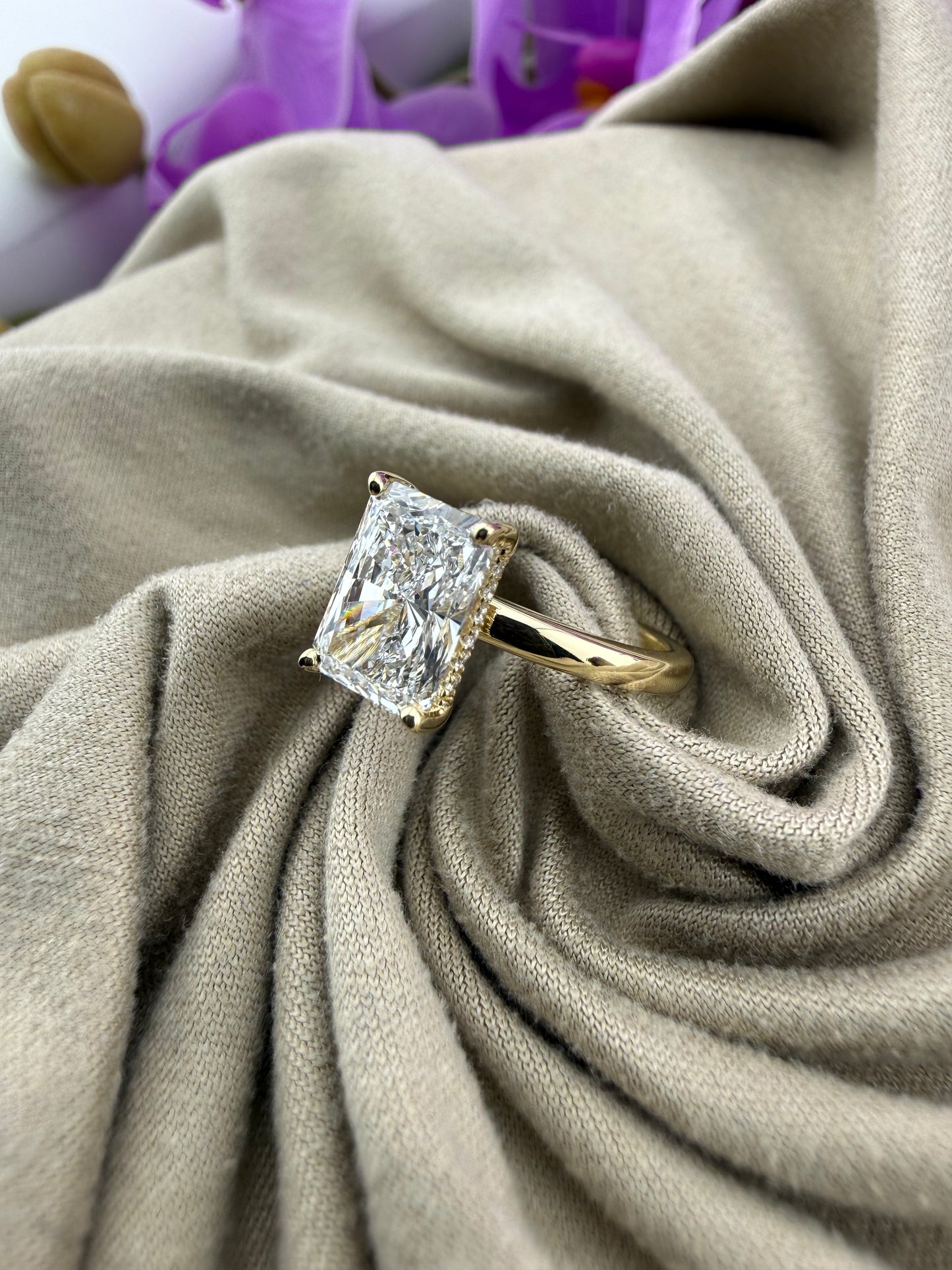 Elegant 2.09 Radiant Diamond Ring w/ Hidden Halo Solitaire Setting (D VS1) - Lab Grown - IGI Certified
