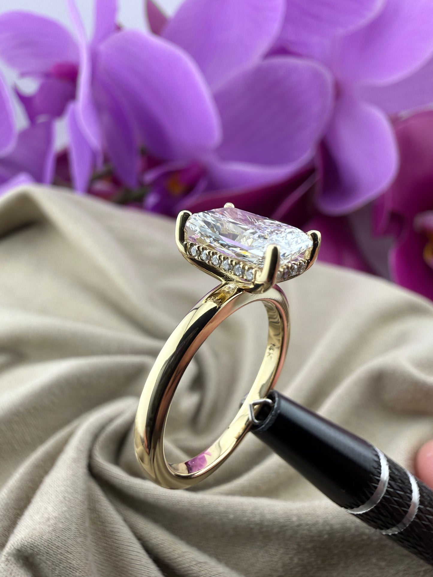 Elegant 2.09 Radiant Diamond Ring w/ Hidden Halo Solitaire Setting (D VS1) - Lab Grown - IGI Certified