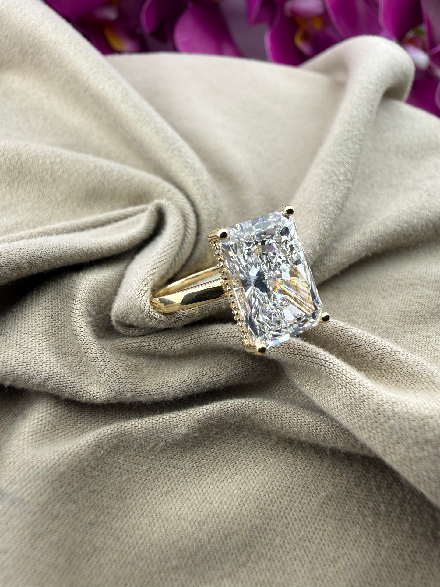 Breathtaking 4.92 Radiant Diamond Ring w/ Hidden Halo Solitaire Setting (E VS1) - Lab Grown - IGI Certified