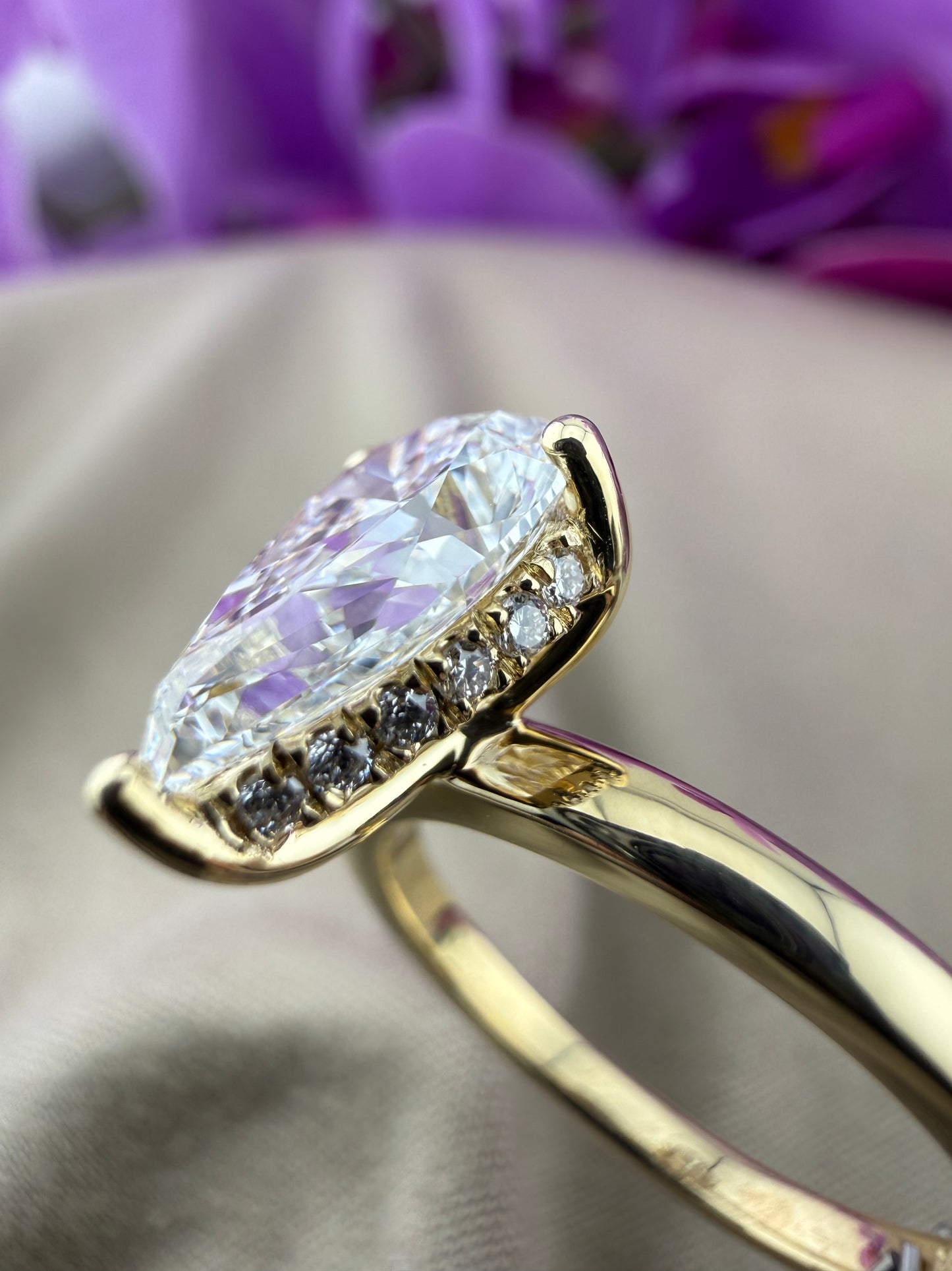 Elegant 2.09 Pear Diamond Ring w/ Hidden Halo Solitaire Setting (D VS1) - Lab Grown - IGI Certified