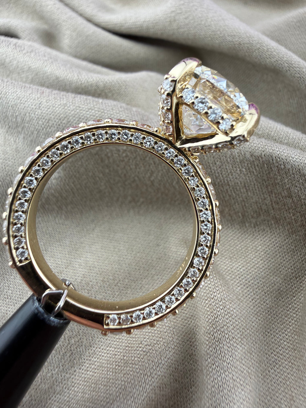 4.5 Round Diamond Ring w/ White Gold Channel Set Band & Hidden Halo Prongs (F VVS2) - Lab Grown - IGI Certified