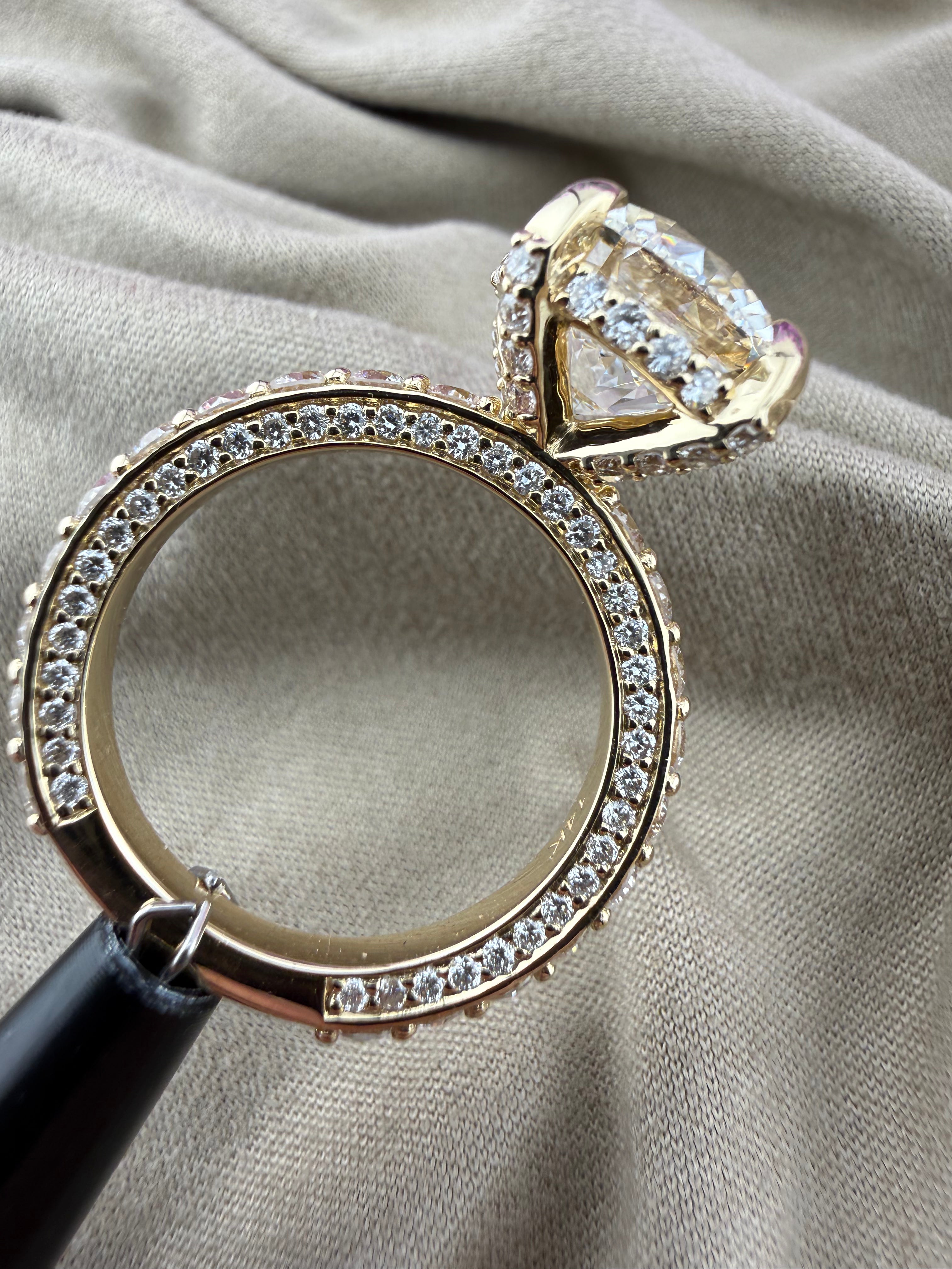 4.5 Round Diamond Ring w/ White Gold Channel Set Band & Hidden Halo Prongs (F VVS2) - Lab Grown - IGI Certified
