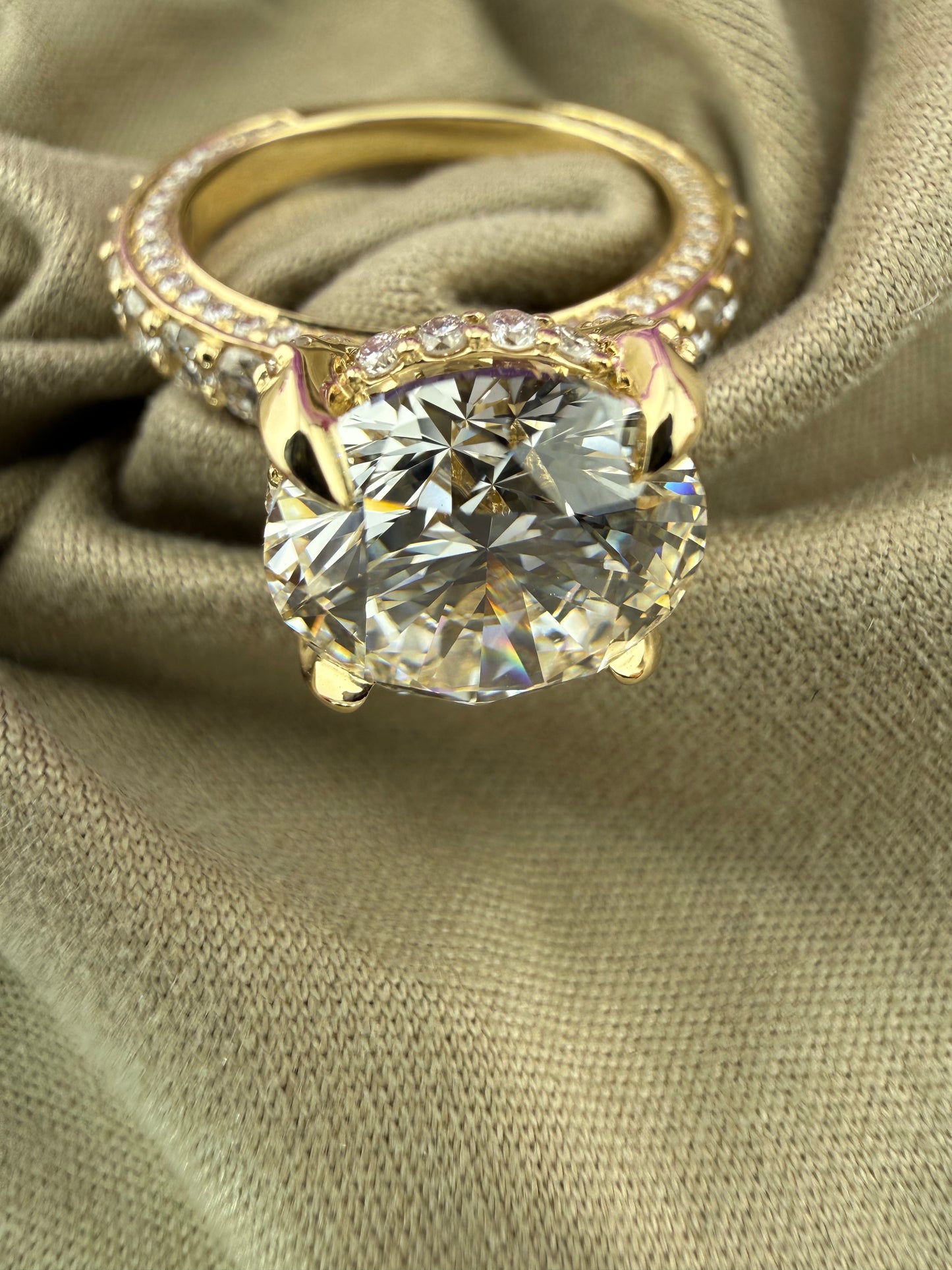 Luxurious 4.37 Round Diamond Ring w/ Channel Set Band & Hidden Halo Prongs (F VVS2) - Lab Grown - IGI Certified