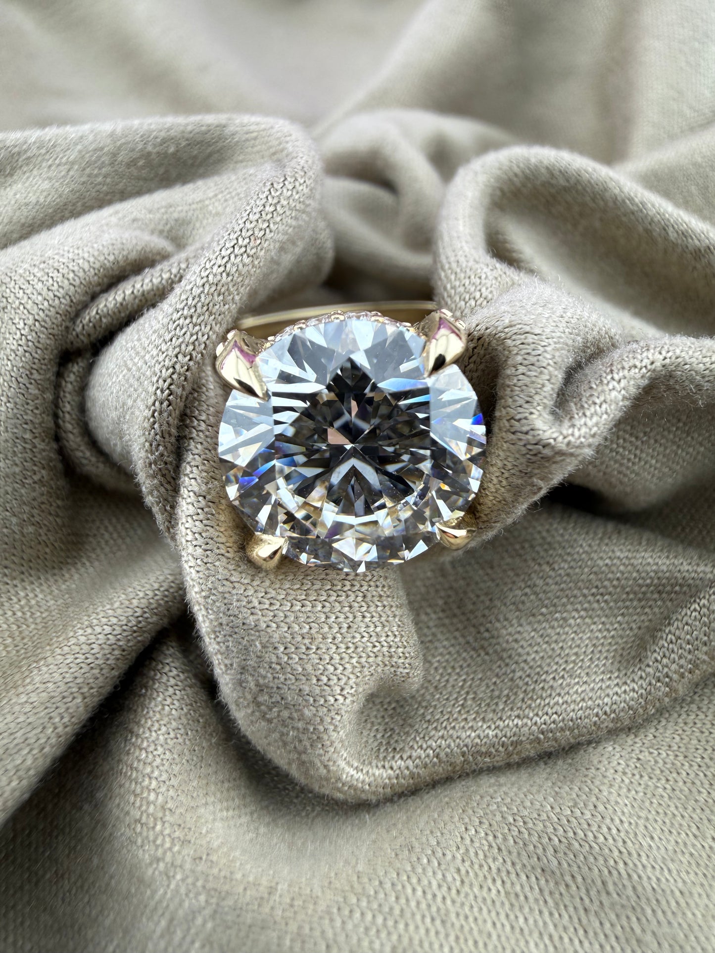 Luxurious 4.37 Round Diamond Ring w/ Channel Set Band & Hidden Halo Prongs (F VVS2) - Lab Grown - IGI Certified