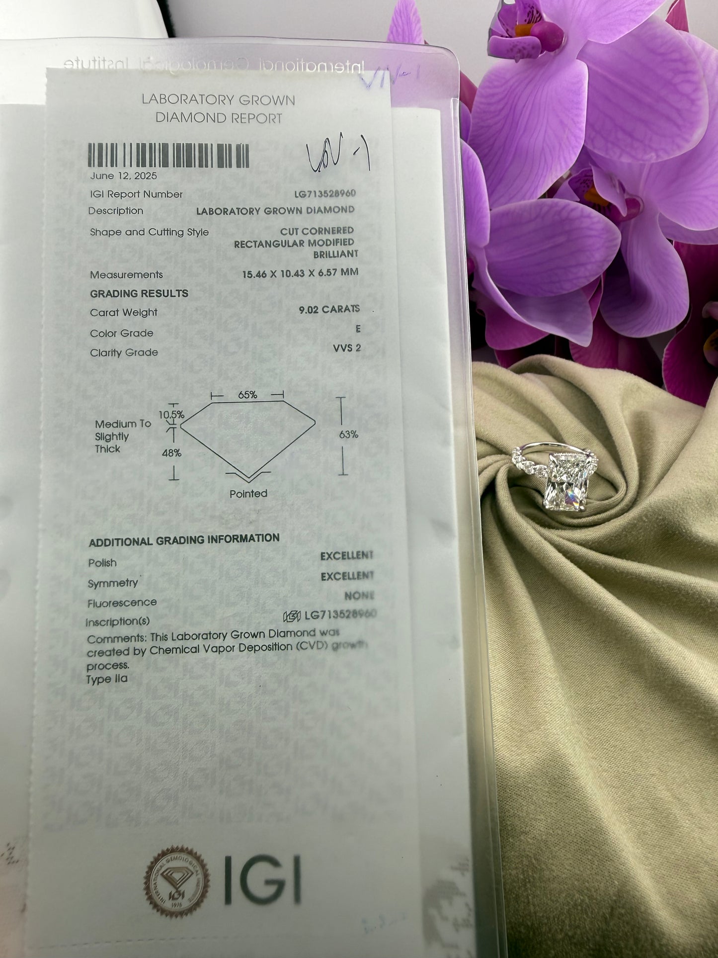 9.02 Radiant Diamond Ring w/ Hidden Halo & 2ct Diamond Band (E VVS2) - IGI Certified