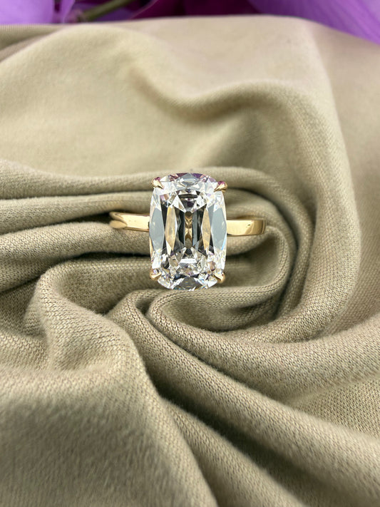 3.03 Old Mine Cushion Diamond Ring w/ Solitaire Setting (E VS1) - IGI Certified