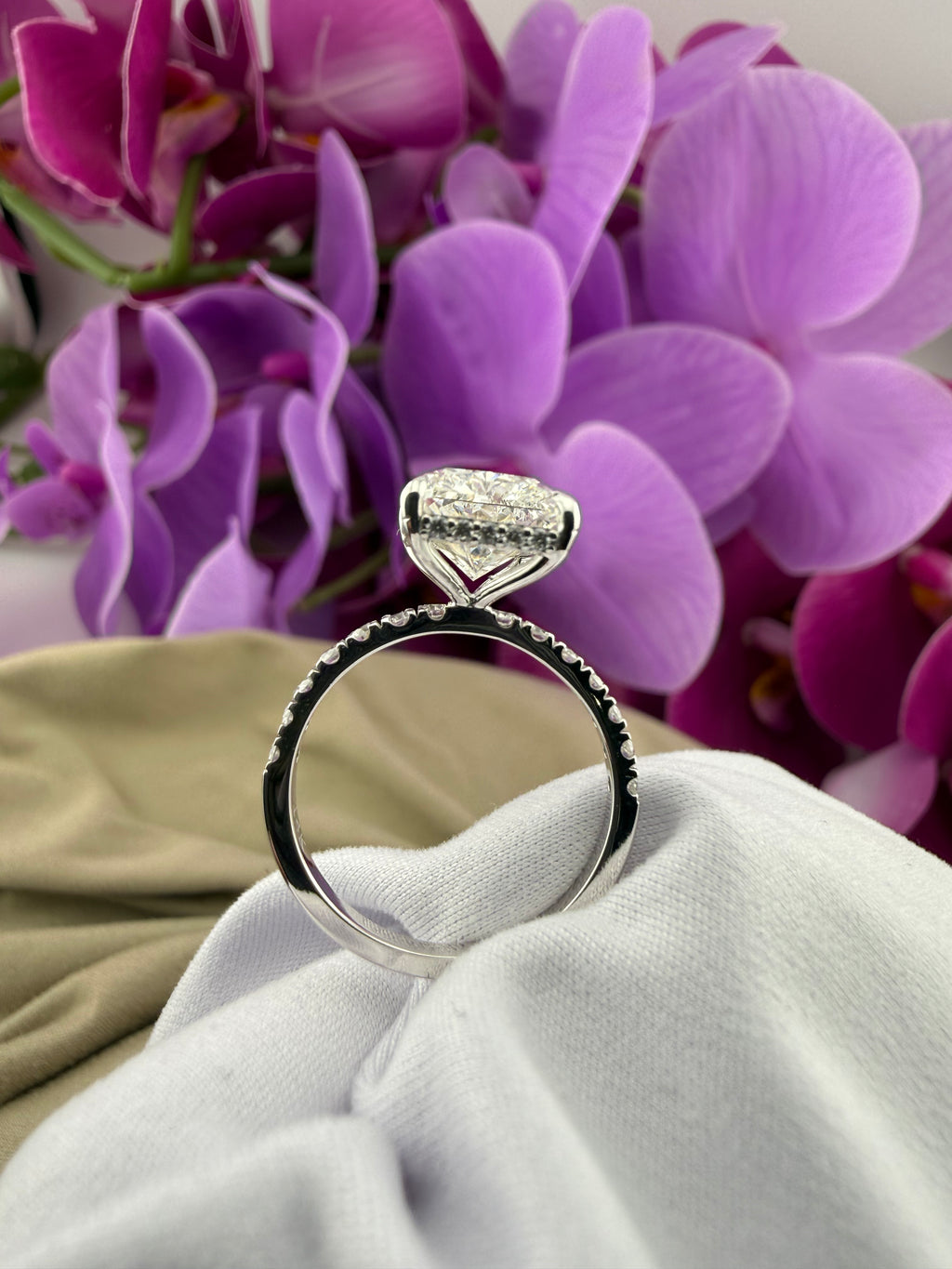 5.08 Radiant Diamond Ring w/ Pavé Band & Hidden Halo (F VS1) - IGI Certified | Lab Grown