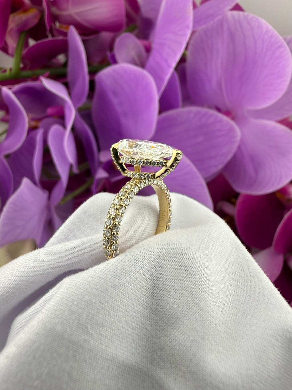 3.50 Pear Diamond Ring w/ Triple Pavé Eternity Band (E VVS2) - IGI Certified | Lab Grown