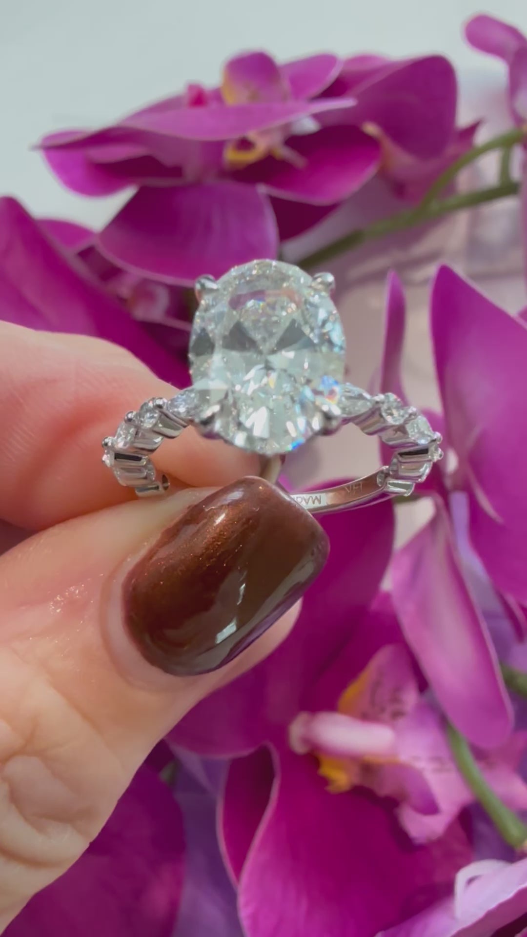 3.04 Carat Oval Diamond Ring, E VS1. Set on .80 Carat round/oval diamonds, .10 carat hidden halo 14K White Gold Band.