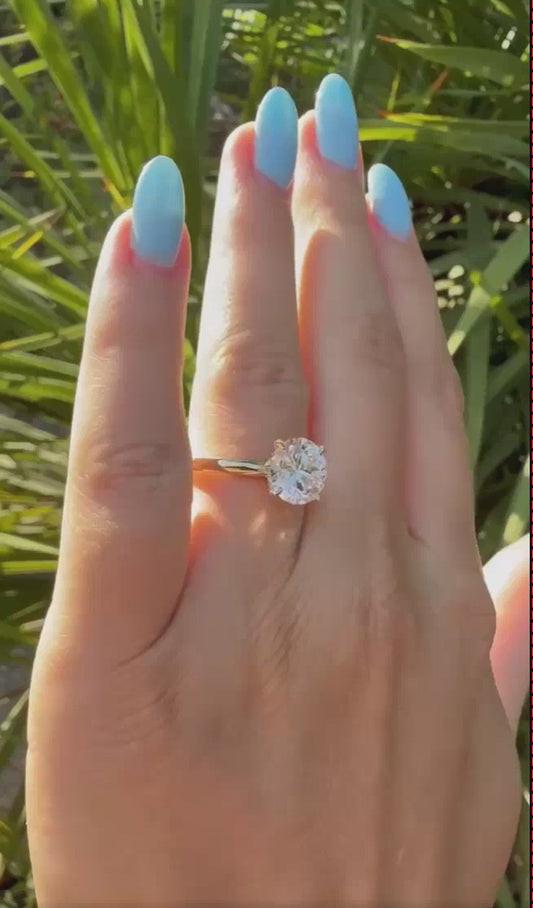 3 Carat Round Diamond ring with Solitaire band| E VVS2 | 14k Yellow Gold | IGI Certified