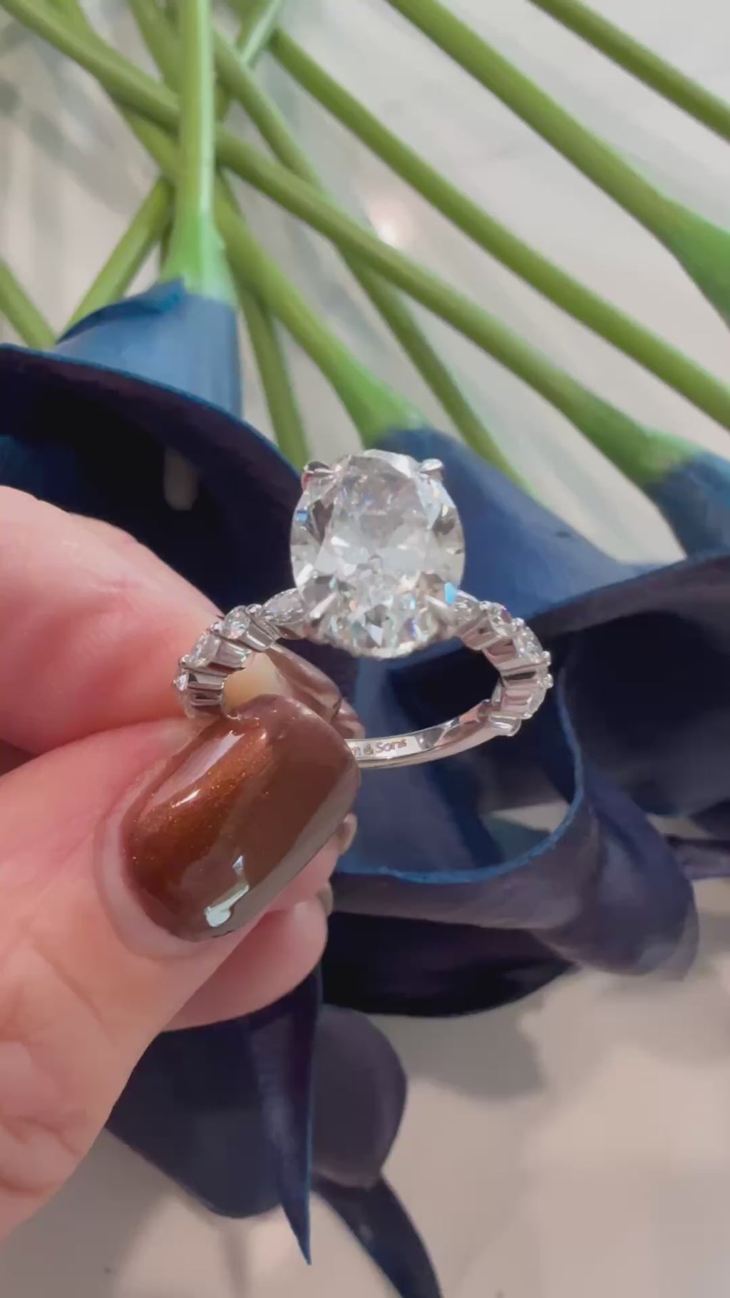 4.09 Carat Oval Diamond Ring. Set On 14K White Gold Band.