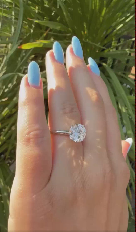 3ct Round E VVS2 Diamond Ring in 14k white gold