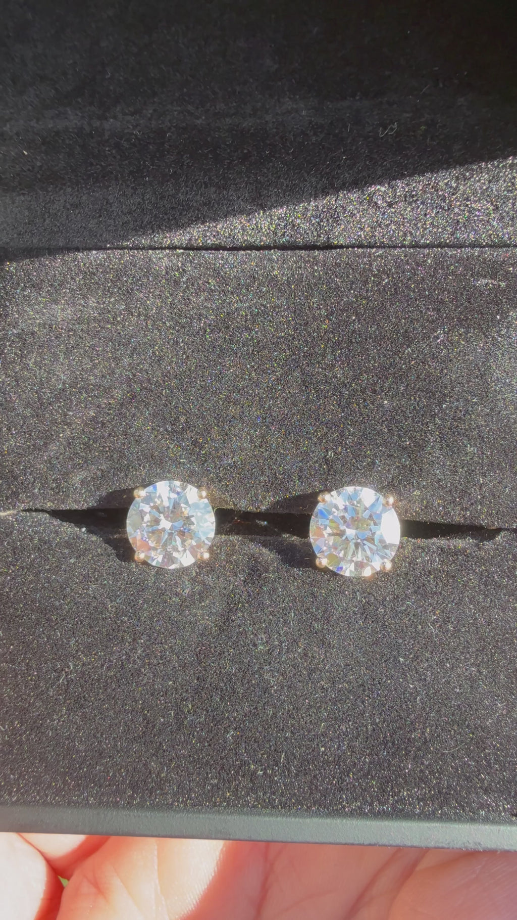 4 Total Carat Weight Diamond Earrings. Set On 4 Prong 14K Yellow Gold Setting.