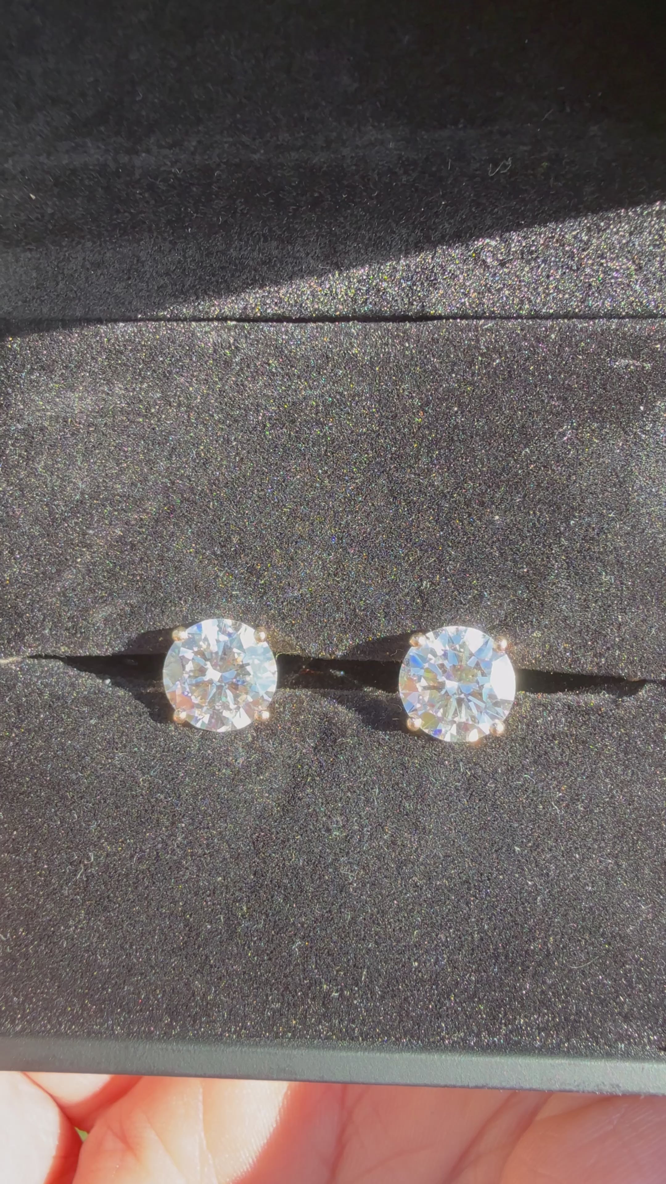 4 Total Carat Weight Diamond Earrings. Set On 4 Prong 14K Yellow Gold Setting.