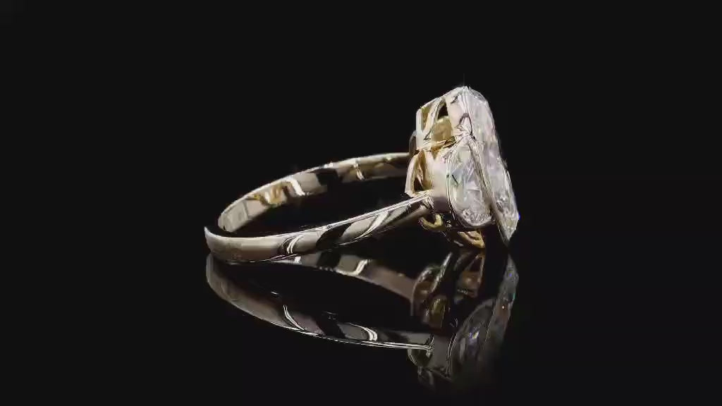3 Carat Elongated Oval E VS1, Half Moon Setting
